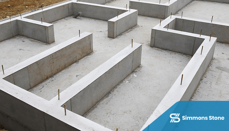  Reinforced concrete footings with rebar for stability