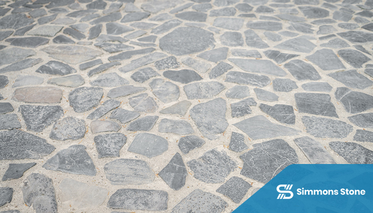 Irregular flagstone pavers in a rustic setting
