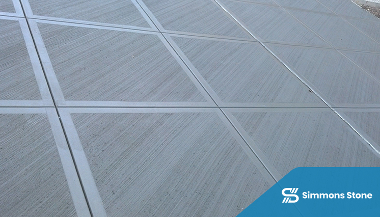 Textured brushed concrete flooring