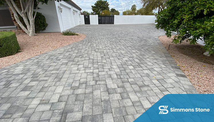 Eco-friendly permeable paver driveway with modern design