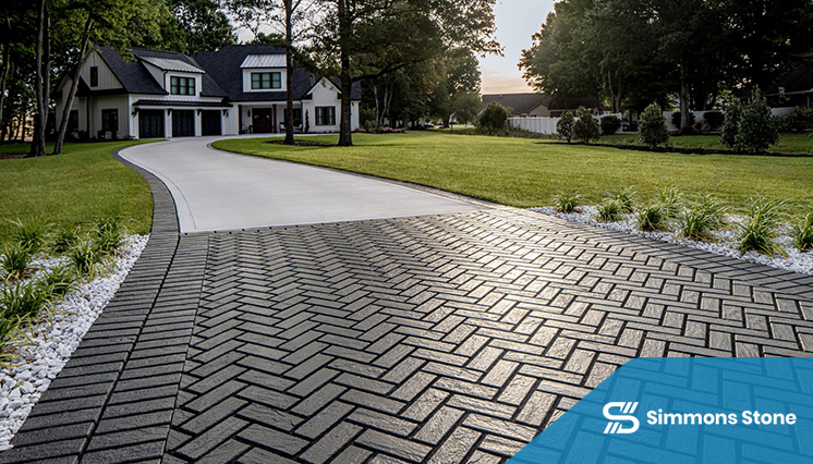 Beautiful paver driveway under Installation process