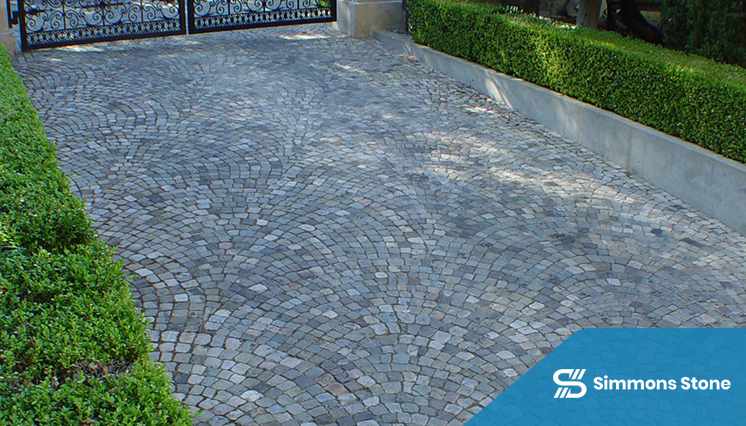 Textured granite pavers used in a walkway