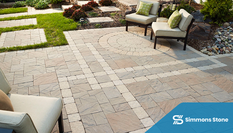 Granite pavers in a geometric outdoor layout
