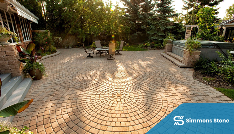 Beautifully designed residential patio with restored pavers