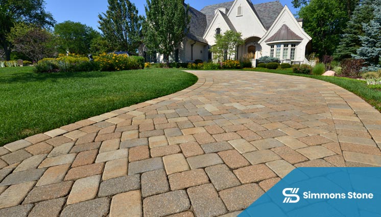 Eco-friendly brick pavers in a residential driveway