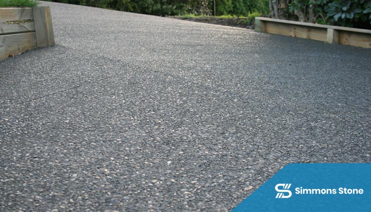 Exposed aggregate driveway with a natural stone look