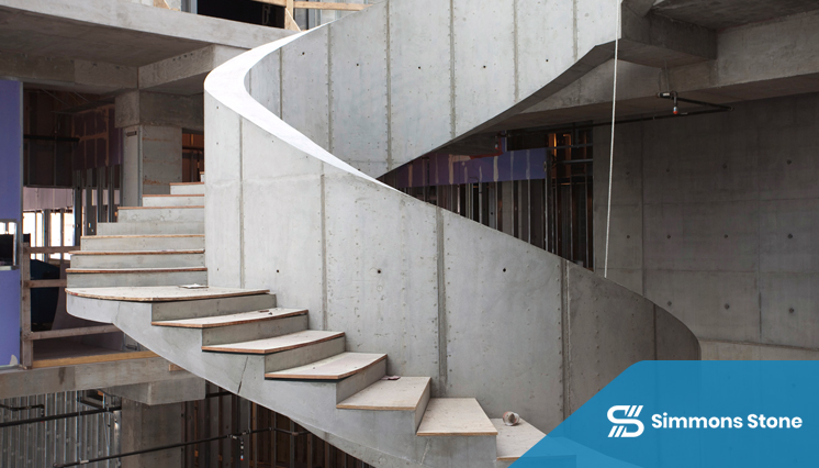 Concrete Cantilever Stairs on residential entryway