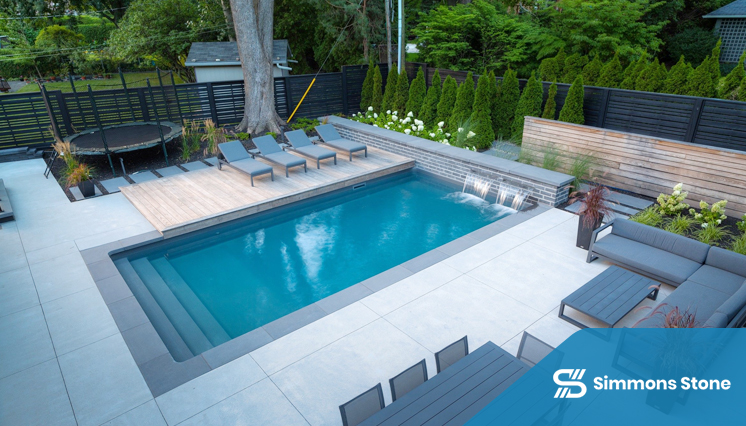 Finished pool deck with slip-resistant coating