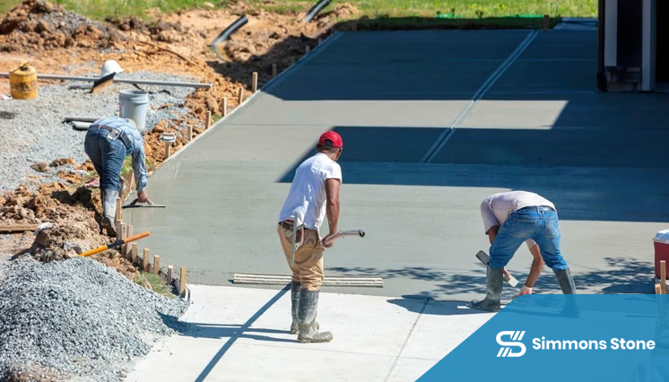 Smoothing and leveling a concrete slab for commercial building