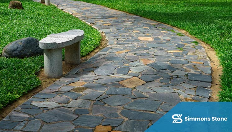 Curved Garden Walkway with Stone Pavers