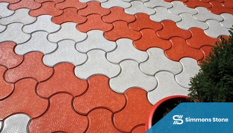 Decorative garden walkway with interlock hexagon pavers