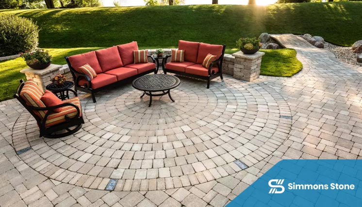 Interlocking pavers in custom patio design