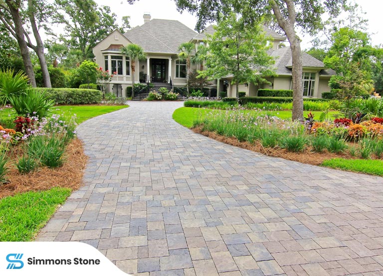 Paver walkway enhancing the curb appeal of a front yard