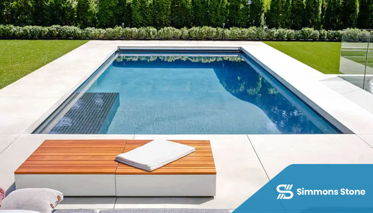 Slip-resistant concrete pool deck with clean, modern finish