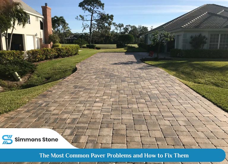 Stained pavers in a residential paver pathway