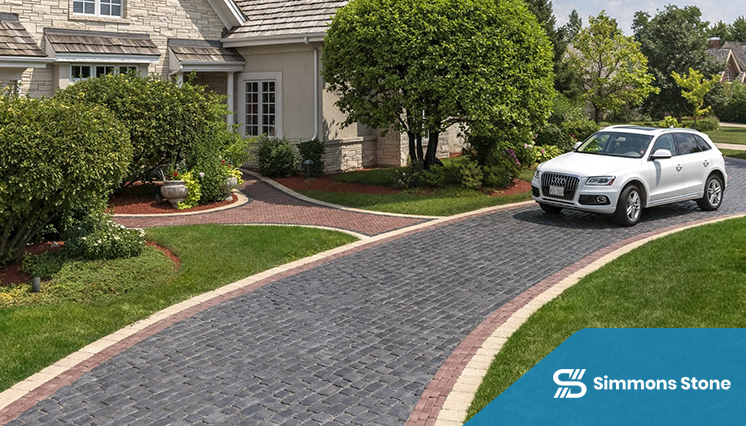 Custom inlay and decorative border on driveway
