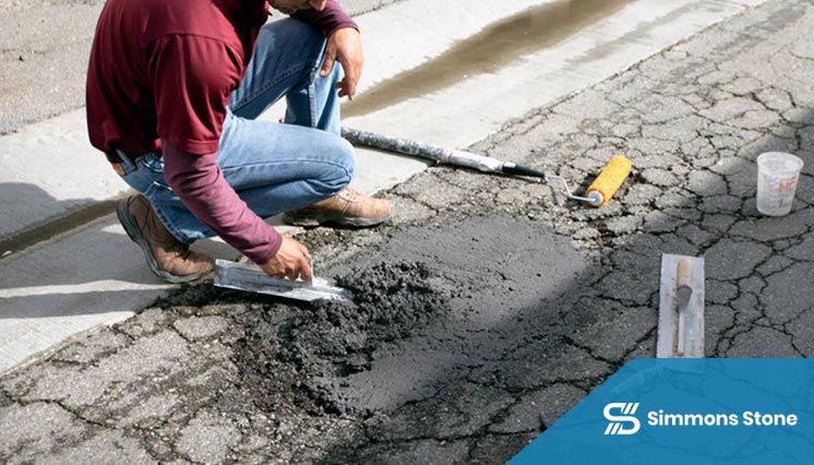 Deep cracks in an asphalt driveway