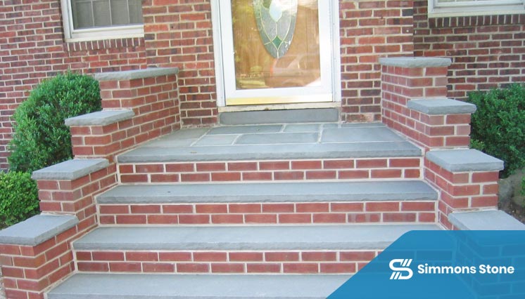 Brick entryway stairs at front of Pasadena home