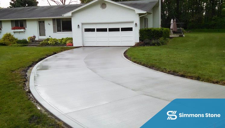 Concrete driveway for a residential garage