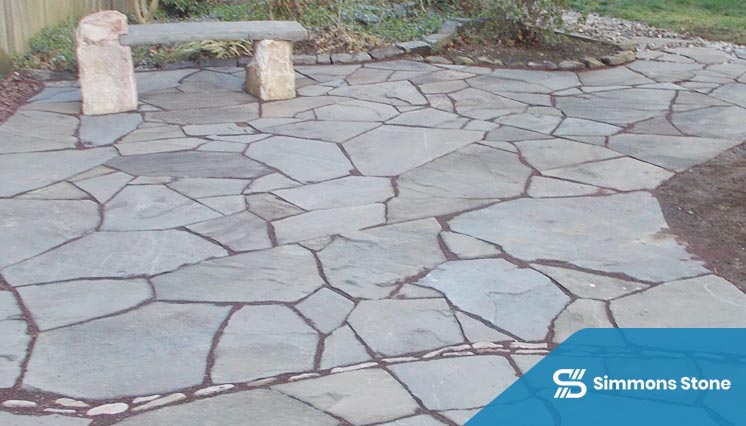 Custom flagstone paving in a Pasadena backyard