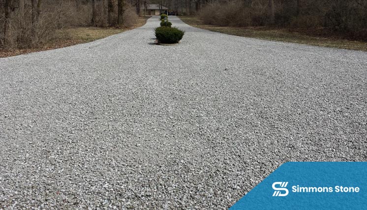 Freshly installed gravel driveway with beautiful aesthetics
