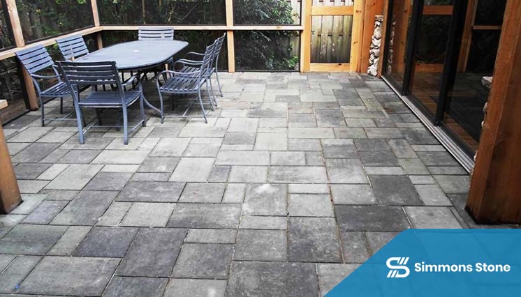 Stone paver patio with seating