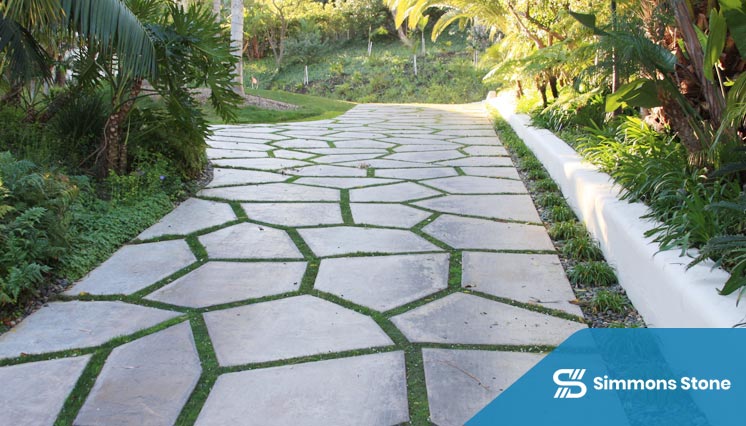 Slate stepping stones in garden