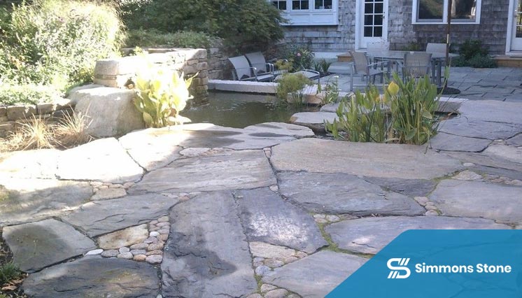 Slate patio in natural tones