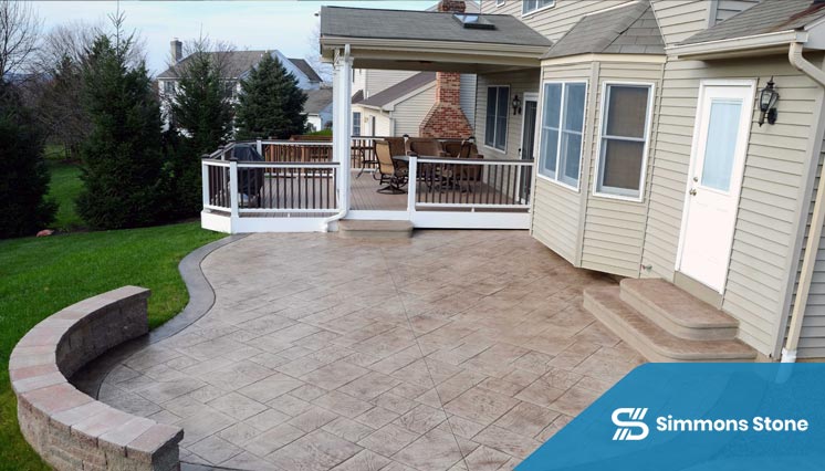 Decorative stamped concrete patio